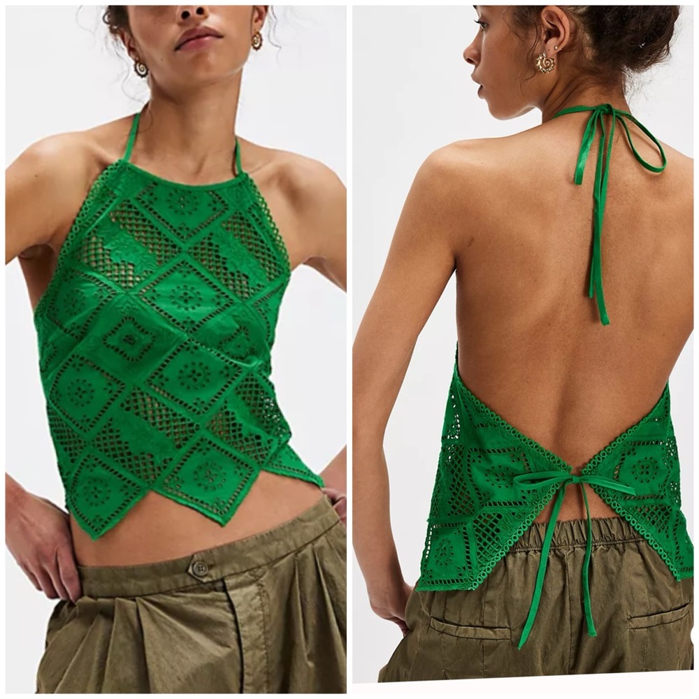 NWT Hankie Halter top Kelly green